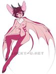  antelope bat big_breasts bliss_(character) breasts female fur hair hooves horn hybrid luckypan mammal neolucky nipple_piercing nipples piercing pink pink_eyes pink_fur pink_hair solo watermark wings 