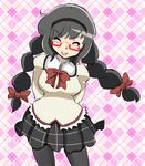  :p akemi_homura arms_behind_back black_hair bow braid breasts colorfag colorized drawfag glasses hair_bow hairband long_hair mahou_shoujo_madoka_magica medium_breasts pantyhose red-framed_eyewear school_uniform solo tongue tongue_out twin_braids 