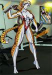  anthro bar bending biceps bikini breasts brittany_diggers cheetah clothed clothing exercise feline female gold_digger gym invalid_tag lon40 looking_at_viewer mammal muscles muscular_female pose poster skimpy sling_bikini solo string_bikini swimsuit tight_clothing 