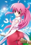  arche_klein ass broom open_mouth pink_eyes pink_hair ponytail tales_of_(series) tales_of_phantasia witch 