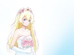  anonymous_drawfag blonde_hair blue_eyes bouquet bridal_veil colorfag colorized crown dress elbow_gloves flower gloves hair_flower hair_ornament jewelry long_hair mario_(series) necklace princess_peach smile solo strapless strapless_dress super_mario_bros. veil wedding_dress white_dress white_gloves 