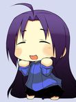  :d ahoge blush_stickers chibi closed_eyes drawfag happy idolmaster idolmaster_(classic) imageboard_colors long_hair miura-san miura_azusa open_mouth puchimasu! purple_hair ribbed_sweater smile solo sweater very_long_hair 