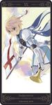  armor blonde_hair blue_eyes cape expressionless flag flynn_scifo gloves instrument judgement male_focus md5_mismatch motoko_(ambiy) rounded_corners solo tales_of_(series) tales_of_vesperia tarot trumpet 