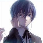  artist_name bad_id bad_pixiv_id blue_eyes blue_hair border earphones hand_on_another's_cheek hand_on_another's_face male_focus mole neck_ribbon out_of_frame persona persona_3 ribbon robinexile school_uniform signature solo_focus staring upper_body yuuki_makoto 
