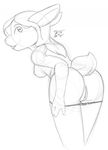  anthro bent_over breasts butt female lagomorph looking_back mammal os panties panties_down presenting presenting_hindquarters pussy rabbit side_boob sketch solo underwear undressing 