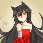 akka_(oniro) animal_ears bandages bare_shoulders black_hair cat_ears claw_(weapon) dress elbow_gloves flat_chest gloves long_hair oniro original pas_(paxiti) red_eyes red_gloves short_dress single_elbow_glove single_glove smile solo very_long_hair weapon 