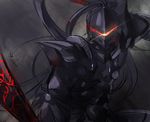  armor berserker_(fate/zero) black_armor fate/zero fate_(series) full_armor glowing glowing_eyes knight male_focus ororooops solo weapon 