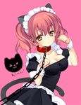  :o animal_ears apron bdsm black_dress bondage bound breasts brown_eyes cat_ears cat_tail chain cleavage collar dress fake_animal_ears inu_x_boku_ss large_breasts leash maid maid_headdress open_mouth orange_eyes paw_pose pink_background pink_hair piyodera_mucha puffy_sleeves roromiya_karuta short_hair short_twintails simple_background slave solo tail twintails waist_apron wrist_cuffs 