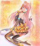  animal_ears blue_eyes boots cat_ears cat_tail fish kneeling licking long_hair mayo_riyo megurine_luka panties paw_pose solo tail thigh_boots thighhighs traditional_media underwear very_long_hair vocaloid 