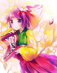  bad_id bad_pixiv_id flower hair_flower hair_ornament hieda_no_akyuu japanese_clothes kimono namie-kun purple_eyes purple_hair ribbon short_hair solo touhou 