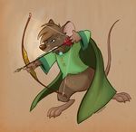  arrow blue_eyes bow brown_hair cloak hair male mammal marymouse mouse redwall rodent solo 