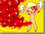  blood girl hat nude piercing red_eyes red_hair solo super_deformed what 