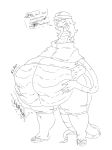  anthro belly big_belly boa_constrictor clothing esmerelda_(scalie_schoolie) female grindavikbydaylight hair monochrome overweight post_vore reptile scalie scalie_schoolie simple_background snake stomach_noises text vore white_background 