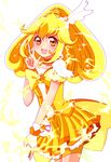 :d bike_shorts blonde_hair bow choker cure_peace electricity eyelashes hair_flaps hair_ornament hairpin kise_yayoi long_hair magical_girl open_mouth orange_choker precure shorts shorts_under_skirt skirt smile smile_precure! solo touma_(halcyon13) v white_background wide_ponytail yellow yellow_bow yellow_eyes yellow_shorts yellow_skirt 