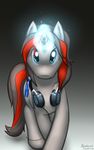  blue_eyes braeburned equine female feral friendship_is_magic headphones horn looking_at_viewer magic mammal mic_the_microphone my_little_pony solo unicorn walking 