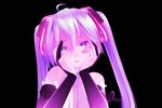  3d ahoge black_background blush hands_on_own_cheeks hands_on_own_face hatsune_miku hatsune_miku_(append) mikumikudance open_mouth parody pink simple_background solo twintails vocaloid vocaloid_(tda-type_ver) vocaloid_append yandere_trance ziyu 