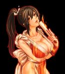  breasts cleavage fatal_fury fire katotepe katou_teppei king_of_fighters large_breasts ponytail shiranui_mai snk 