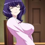  ^_^ breasts eyes_closed highres large_breasts pajamas screencap seikon_no_qwaser smile stitched yamanobe_tomo 