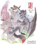  anthro canine cum cumshot duo fennec_(artist) fox gay internal kitsune knotting male mammal multiple_tails murr open_mouth orgasm ridden sex teeth tongue wings 