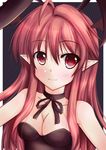  bad_id bad_pixiv_id bare_shoulders breasts bunny_girl bunnysuit cleavage face kaima kemonomimi_mode koakuma long_hair medium_breasts pointy_ears red_eyes red_hair smile solo touhou 