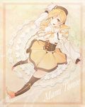  bad_id bad_pixiv_id blonde_hair corset dress drill_hair hat mahou_shoujo_madoka_magica minmii_(minmi078) solo thighhighs tomoe_mami twin_drills twintails yellow yellow_eyes 