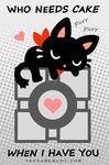  &hearts; ambiguous_gender black black_fur cat celesse english_text feline fur gamer_cat gamercat mammal portal_(series) text valve weighted_companion_cube 