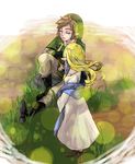  1girl bad_id bad_pixiv_id blonde_hair closed_eyes gloves harp hat instrument link long_hair pointy_ears princess_zelda the_legend_of_zelda the_legend_of_zelda:_skyward_sword warami 