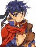  animated animated_gif blue_eyes blue_hair blush bouncing_breasts breasts cleavage fire_emblem genderswap headband ike lowres noshiro_masaru yajiro_masaru 