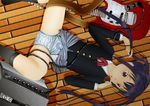  1girl blue_hair brown_eyes diaper guitar instrument k-on! nakano_azusa school_uniform skirt yorimiti 