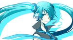  aqua_eyes aqua_hair bad_id bad_pixiv_id floating_hair hair_over_one_eye hatsune_miku headset long_hair nasuko necktie smile solo twintails vocaloid 