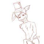  absurd_res amputee axe creepy fuzzy grin hat hatchet hi_res insane lagomorph larkiepoo male mammal monochrome plain plain_background rabbit scary sketch smile solo stitches top_hat weapon white_background white_rabbit 