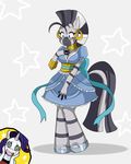  anthro anthrofied blush clothing dress ear_piercing equine female friendship_is_magic green_eyes hair horn horse jewelry mammal multi-colored_hair my_little_pony piercing pony purple_hair rarity_(mlp) sssonic2 starry-eyed unicorn zebra zecora_(mlp) 