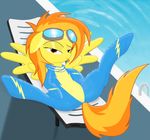  equine eyewear female feral friendship_is_magic goggles hair horse looking_at_viewer mammal multi-colored_hair my_little_pony pegasus pony pool skinsuit solo spitfire_(mlp) spitshy tongue wings wonderbolts_(mlp) 