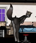  anthro bent_over big_butt blonde_hair breasts butt canine detailed_background female fur gray_fur grey_fur hair looking_at_viewer looking_back lykina_(character) mammal milf mother nipples nude parent pinup plantigrade pose presenting presenting_hindquarters raised_tail short_hair side_boob solo standing thighs vic34677 wolf 