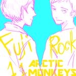  2boys alex arctic_monkeys jaimie male male_focus monochrome multiple_boys pixiv_thumbnail resized 