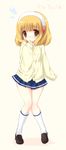  bad_id bad_pixiv_id blonde_hair brown_eyes buttons cardigan character_name emily_(pure_dream) full_body hairband kise_yayoi knees_together_feet_apart miniskirt nanairogaoka_middle_school_uniform necktie precure school_uniform shoes skirt smile_precure! solo sweatshirt white_background white_hairband white_legwear 