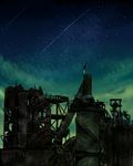  bad_id bad_pixiv_id blue dark facing_away factory from_side helot industrial night night_sky original outdoors ruins scenery shooting_star sky solo standing star 