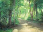  bad_pixiv_id forest grass light_rays nature no_humans original path road scenery sunbeam sunlight traditional_media tree you_shimizu 