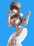  1girl female ico ico_(game) looking_at_viewer open_mouth short_hair simple_background sky smile solo yorda 