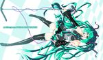  bare_shoulders boots character_name checkered checkered_floor detached_sleeves green_eyes green_hair hatsune_miku headset long_hair lowleg lowleg_panties microphone microphone_stand necktie nenchi open_mouth panties side-tie_panties skirt solo striped striped_panties thigh_boots thighhighs twintails underwear very_long_hair vocaloid 