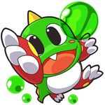  bub bubble_bobble looking_at_viewer open_mouth plain_background scalie smile solo source_request taito teeth tooth unknown_artist video_games white_background 
