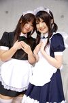  cosplay highres hirazuka_yuki maid maid_apron maid_uniform photo tairano_mai thigh-highs thighhighs twintails 