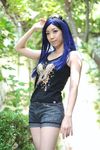  blue_hair cosplay denim highres kuga_natsuki mai_hime miyuki my-hime photo shorts sunglasses tank_top 