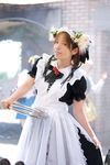  anya apron cosplay dog_ears highres maid maid_apron maid_uniform photo serving_tray tray 