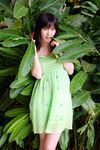  1girl asian dress highres leaf leaves looking_at_viewer nagasawa_nao photo strapless 