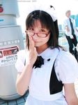  cosplay glasses maid maid_apron maid_uniform photo satou_yui 