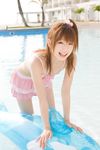  bikini_top highres inflatable_dolphin inflatable_toy miniskirt ogura_yuko ogura_yuuko photo plaid polka_dot polka_dots pool skirt 