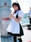  cosplay glasses maid maid_apron maid_uniform photo satou_yui thigh-highs thighhighs 