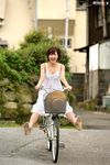  bicycle dress highres nagasaki_rina photo short_hair summer_dress sundress 