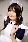  cosplay highres maid maid_apron maid_uniform photo tairano_mai twintails 